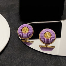 18K CC Purple Resin Earrings