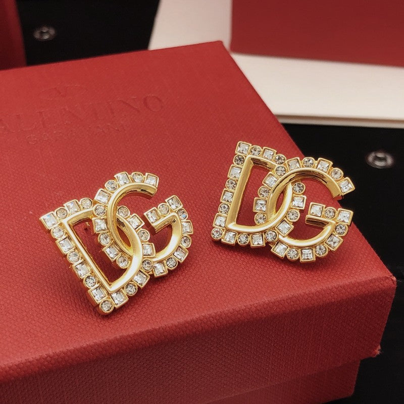 18K DG Diamond Gold Earrings