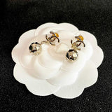 18K CC Diamond Ball Earrings