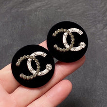 18K CC Black Earrings