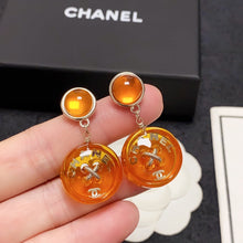 18K CC Orange Pendant Earrings