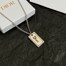 18K CD Oblique Plate Pendant Necklace