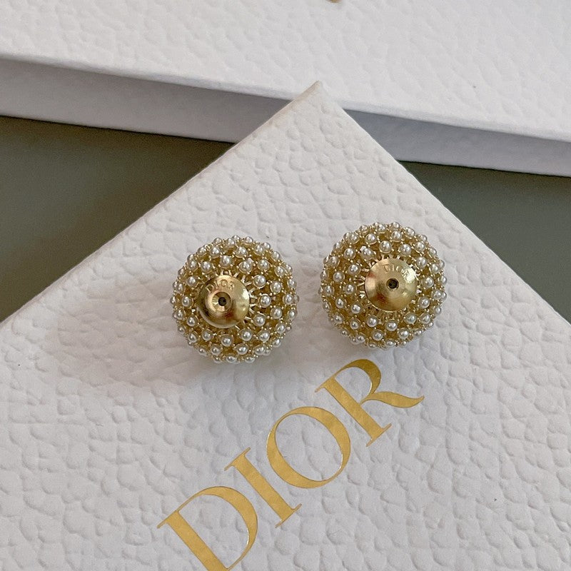 18K CD Tribales Diamond Ball Earrings
