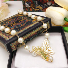 18K CD Butterfly Pearl Chain Necklace