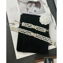 18K CC Choker Pearl Chain Necklace