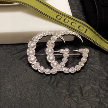 18K Double G Crystal Brooch