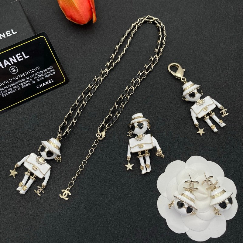 18K CC Robot Gabrielle Doll White Brooch