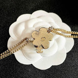 18K CC Blue Gold Camellia Chain Necklace
