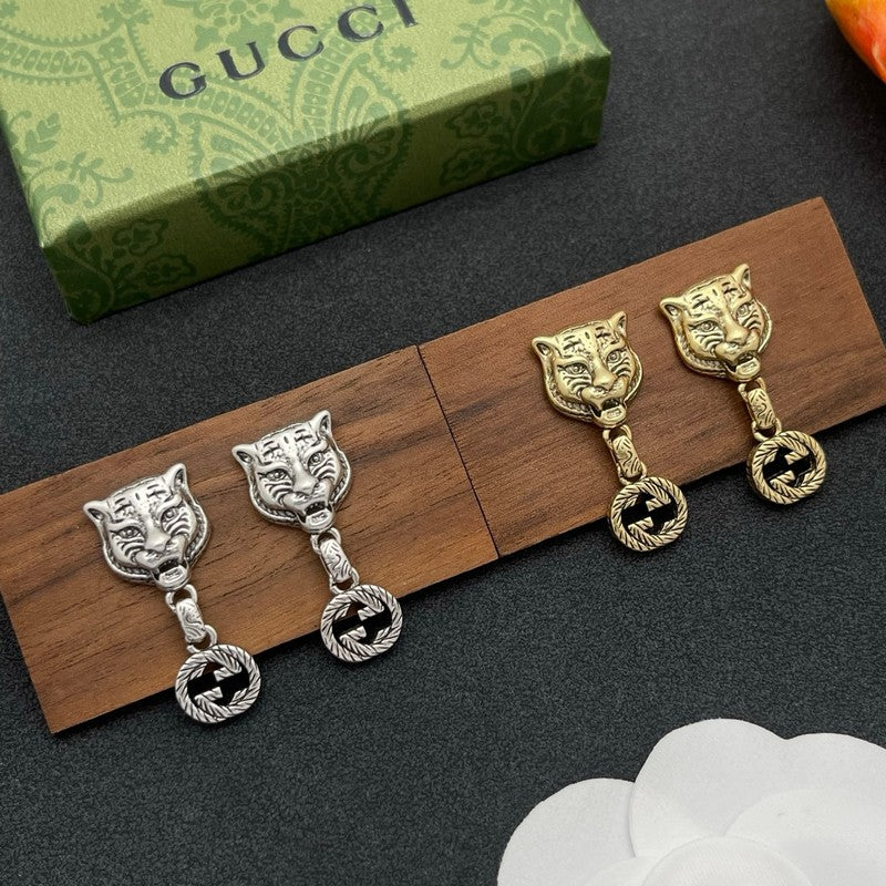 18K GG Tiger Drop Earrings