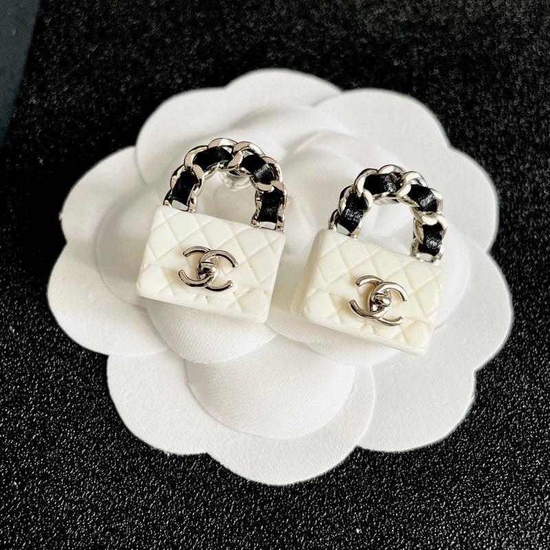 18K CC Color Bag Gold Earrings