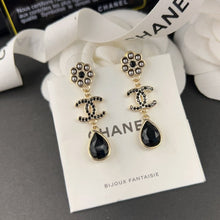 18K CC Black Crystal Earrings