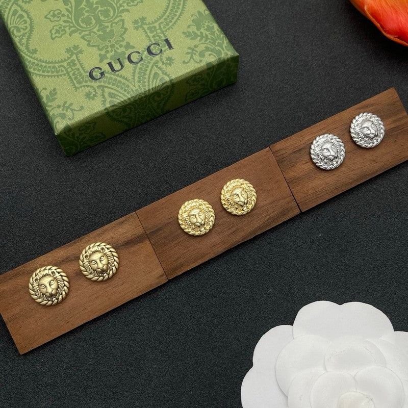 18K GG Lion Earrings