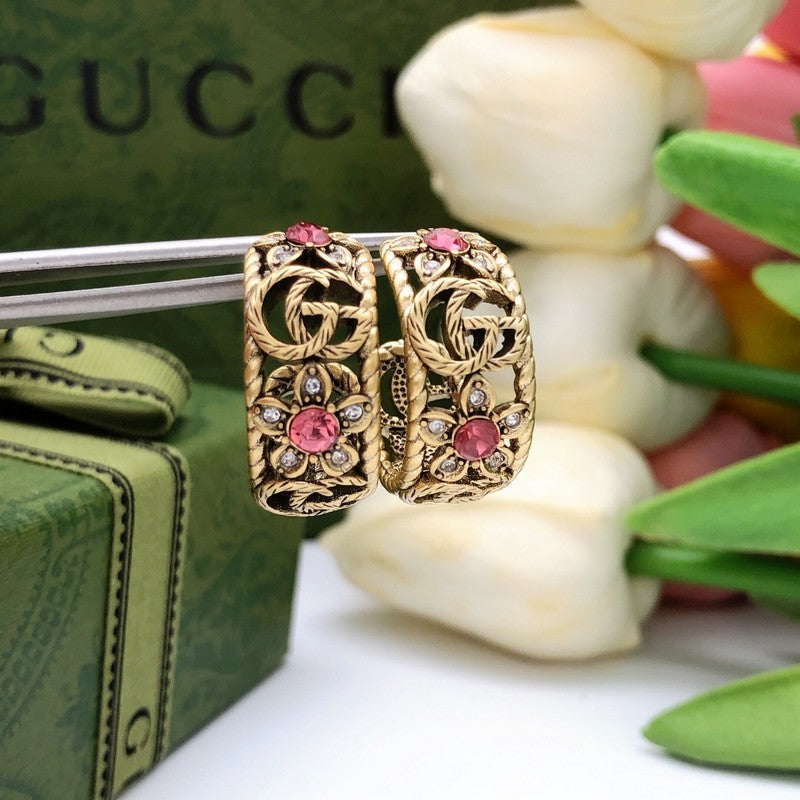 18K GG Pink Crystal Earrings