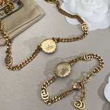 18K Double G Interlocking G Pearl Chain Bracelet