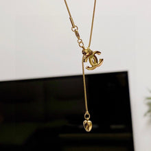 18K CC Heart Pendant Gold Necklace