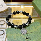 18K GG Anger Forest Black Bead Chain Bracelet