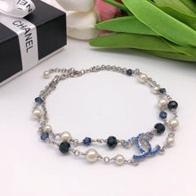 18K CC Blue Resin Necklace