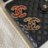 18K CC Red & Brown Pearl Gold Brooch