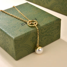 18K Double G Blondie Pearl Drop Necklace