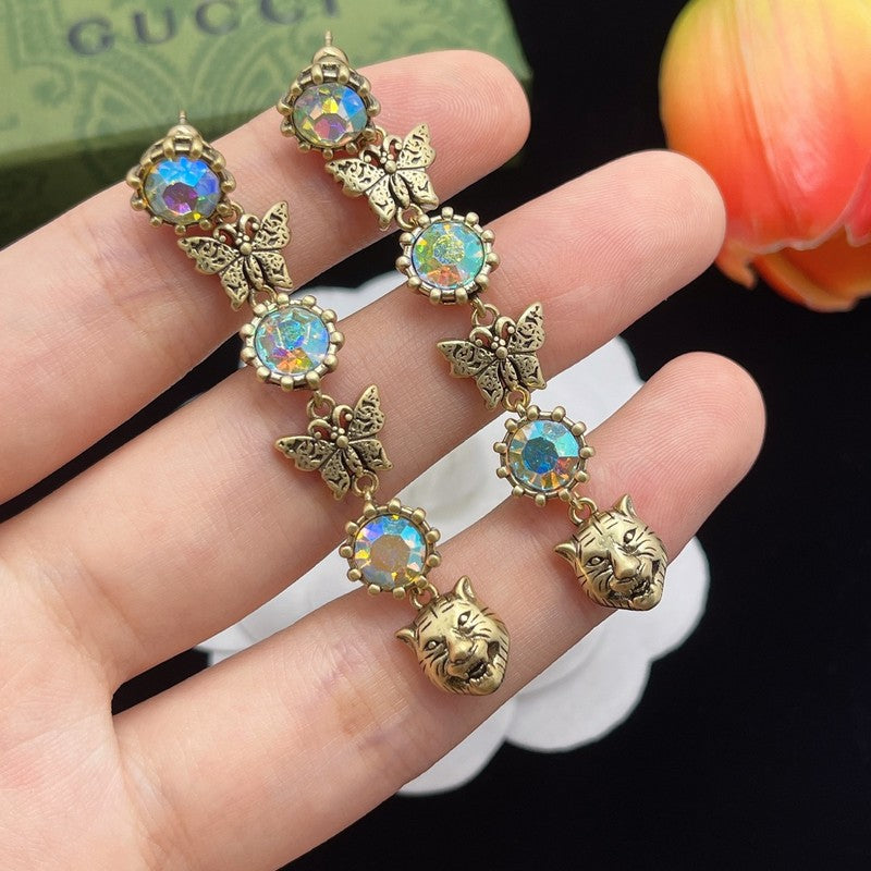 18K GG Tiger Color Crystal Earrings