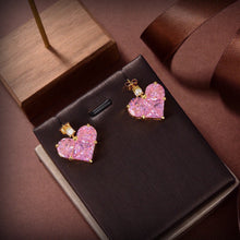 18K Triomphe Pink Crystal Heart Earrings