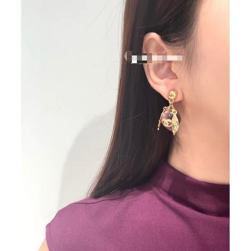 18K CC Pink Peach Gold Earrings