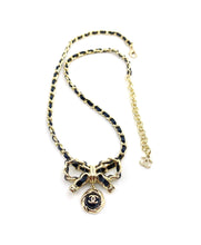 18K CC Rhinestone Bow Tie Necklace