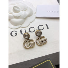 18K Double G GG Crystal Pendant Earrings