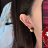 18K CC Black & White Pearl Earrings