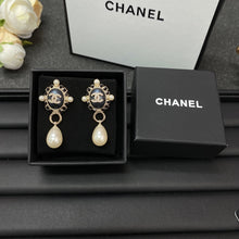 18K CC Pearl Pendant Earrings