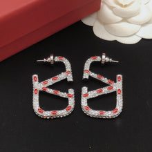 18K Vlogo Red Crystal Earrings