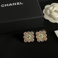 18K CC Color Flower Diamond Earrings