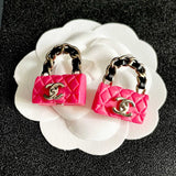 18K CC Color Bag Gold Earrings
