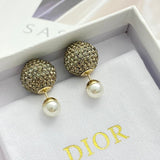 18K CD Diamond & Pearl Gold Earrings