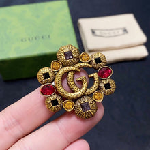 18K Double G Flower Crystal Brooch