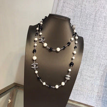 18K CC Long Black Pearl Necklace