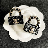 18K CC Color Bag Gold Earrings