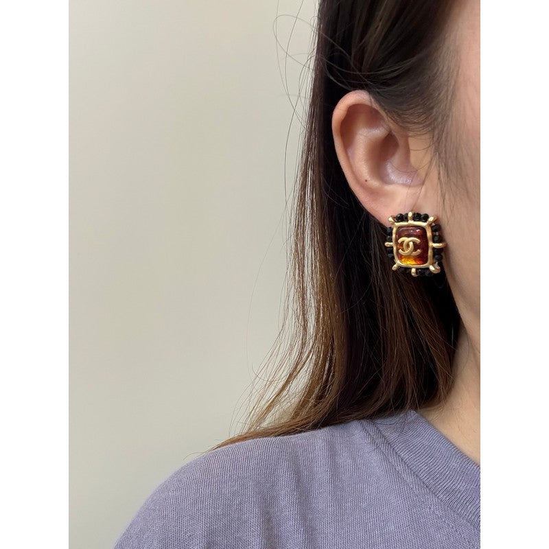 18K CC Red & Yellow Earrings