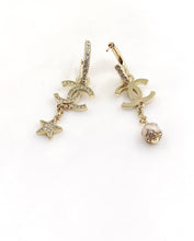 18K CC Star Pearls Pendant Earrings