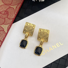 18K CC Black Crystal Earrings