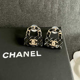 18K CC Color Bag Gold Earrings