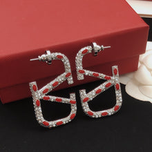 18K Vlogo Red Crystal Earrings