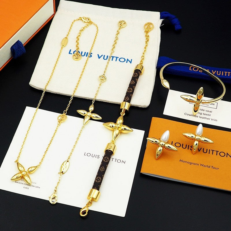 18K Louis Monogram Hoop Earrings