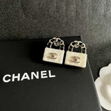18K CC Color Bag Gold Earrings