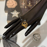 18K CC Black Gold Heart Ring