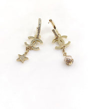 18K CC Pearl Long Pendant Earrings