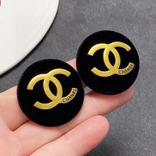 18K CC Black Yellow Gold Earrings