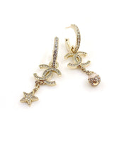 18K CC Star Pearls Pendant Earrings