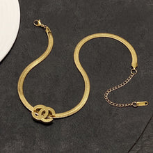 18K CC Gold Chain Choker Necklace