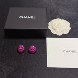 18K CC Purple Round Earrings